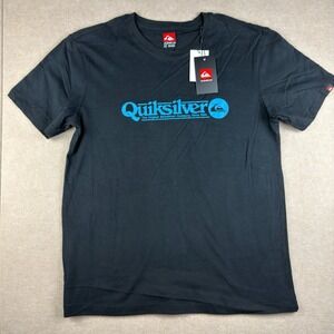 Quiksilver T-Shirt Men M Black Blue Logo‎ Surf Graphic Boardshort Co. 1969